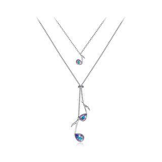925 Sterling Silve Elegant Fashion Musical Note Necklace With Austrian Element Crystal Silver - One Size