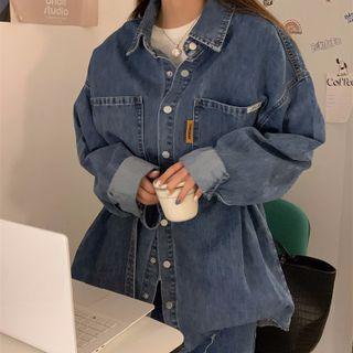 Denim Tie-waist Shirt Blue - One Size