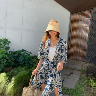 Robe & Shorts Foliage Coverup Set Blue - One Size