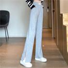 High-waist Slit Straight-leg Sweatpants