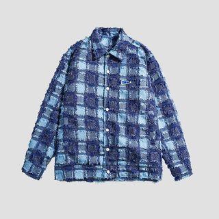 Tassel Trim Checker Print Shirt Jacket