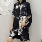 Set: Elbow-sleeve Tie-dye Shirt + Wide Leg Shorts
