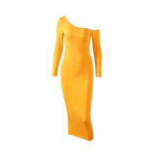 Long-sleeve Off-shoulder Bodycon Dress