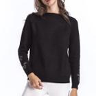 Floral Embroidered Long-sleeved Crewneck Knitted Sweater