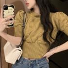Puff Sleeve Pointelle Knit Top