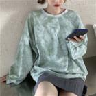 Tie-dyed Slit Sweatshirt Grayish Green - One Size