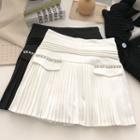 Rhinestone-accent Pleated Mini A-line Skirt