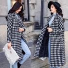Patterned Open Front Midi Coat