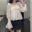 Off-shoulder Chiffon Top White - One Size