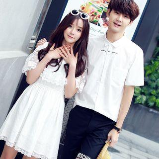 Couple Matching Short-sleeve Shirt / Short-sleeve Lace Dress
