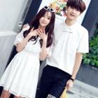 Couple Matching Short-sleeve Shirt / Short-sleeve Lace Dress
