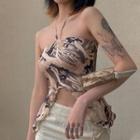 Halter-neck Camo Print Camisole Top