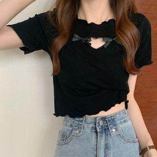 Short-sleeve Heart Keyhole Top