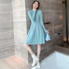 Knit Pleated Midi A-line Dress