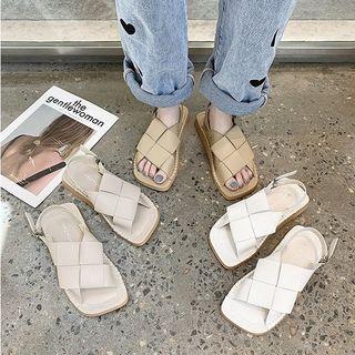 Woven Buckled Slingback Sandals