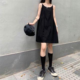 Plain Spaghetti Strap Shift Dress As Shown In Figure - One Size