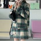Plaid Shirt Jacket / Mini A-line Skirt