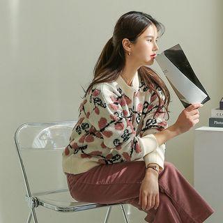 Drop-shoulder Floral Sweater