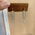 925 Sterling Silver Faux Crystal Fringed Earring 1 Pair - One Size