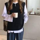 Plain Knit Vest / A-line Skirt