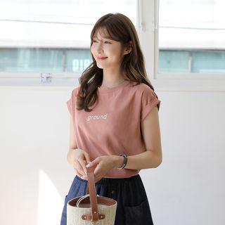 Cap-sleeve Letter Print T-shirt