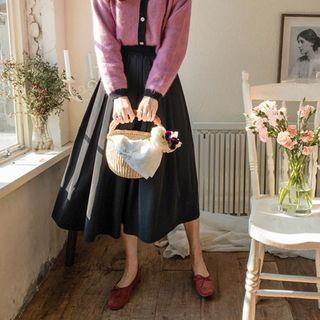 Pleated Flared Long Skirt