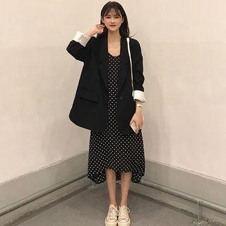 Plain Blazer / Strappy Midi A-line Dress