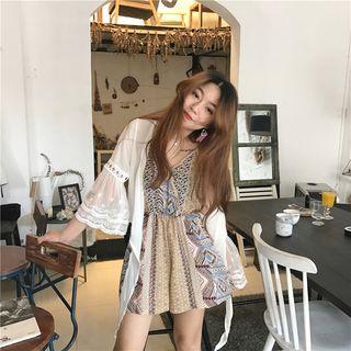 Patterned V-neck Spaghetti-strap Playsuit