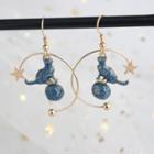 Glitter Cat Hoop Earring 1 Pair - As Shown In Figure - One Size