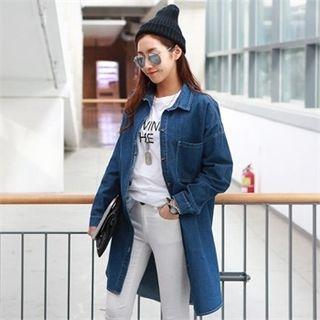 Printed-back Denim Shirtdress