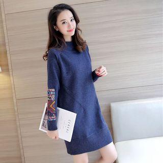Patterned Panel Sweater Dress