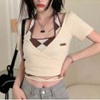 Short-sleeve Top / Halter Argyle Top