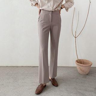 Flat-front Boot-cut Dress Pants Brown - M
