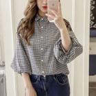 3/4-sleeve Sheer Panel Shirt