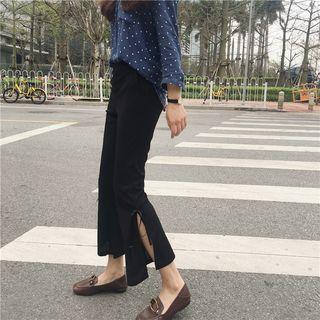 High-waist Lace-up Boot-cut Pants