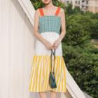 Sleeveless Paneled Midi A-line Dress Multicolor - One Size