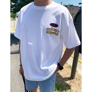 Letter Flower Print T-shirt