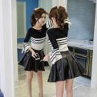 Two-tone Flared-cuff Sweater