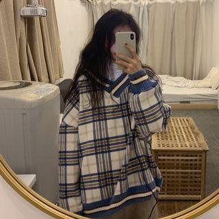 Plaid Sweater / Turtleneck Long-sleeve T-shirt