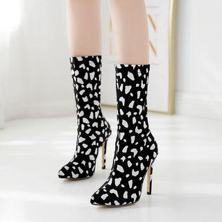 Zebra Print High Heel Mid-calf Boots