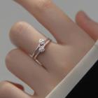 Rose Layered Sterling Silver Open Ring 1 Pc - Silver - One Size