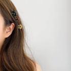 Set Of 3: Flower Hair Clip Set Of 3 - A - 1 Black & 1 Brown & 1 Beige - One Size