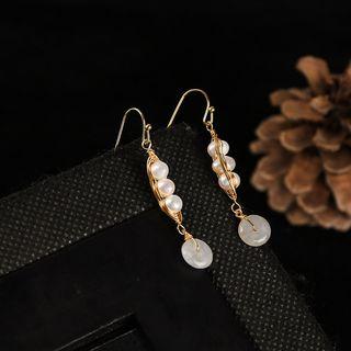 Gemstone Freshwater Pearl Bean Dangle Earring 1 Pair - As Shown In Figure - One Size