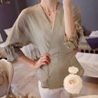 3/4-sleeve Button-front Blouse