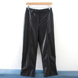 High-waist Faux Leather Pants Black - Xl