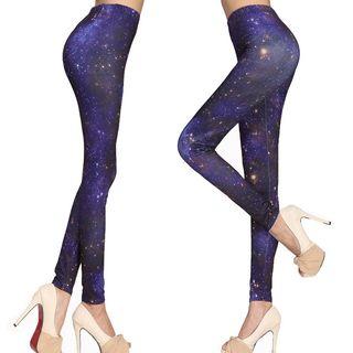 Galaxy Print Leggings As Shown In Figure - One Size