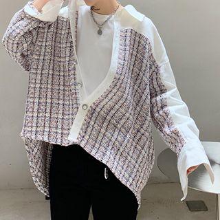 Tweed Paneled Buttoned Jacket