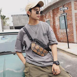 Printed Faux Leather Belt Bag Khaki - One Size