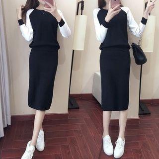 Set: Raglan-sleeve Pullover + Skirt
