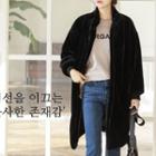 Long Faux-fur Zip-up Jacket Black - One Size